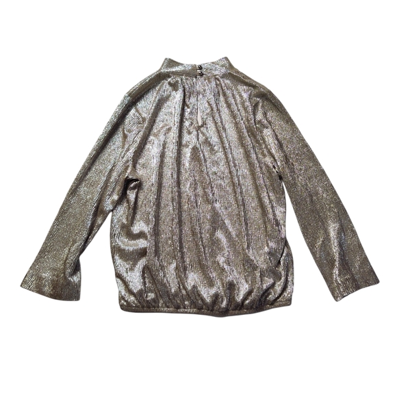 Express‎ Metallic Gold Crinkle Going out Top Cutout Size Medium - Picture 2 of 7